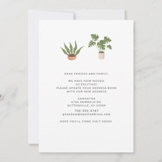 We zijn verhuisd adres chique verhuizen aankondiging (Achterkant)
