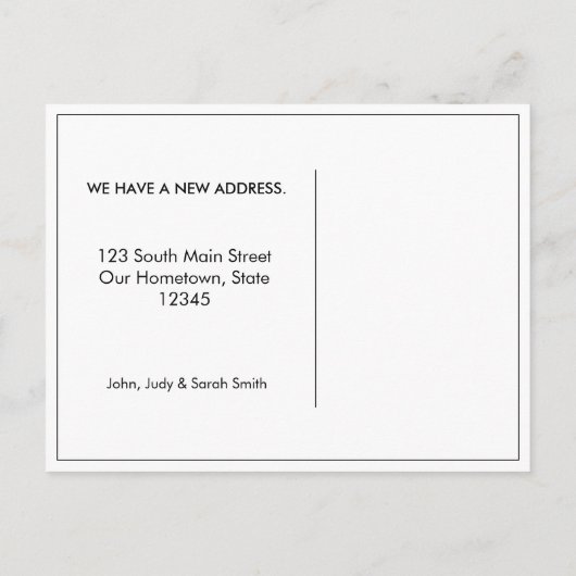 "We zijn verhuisd"  adreswijziging Aankondigingskaart (Achterkant)