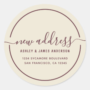 We zijn verhuisd Antique White Nieuw Adres Classic Ronde Sticker