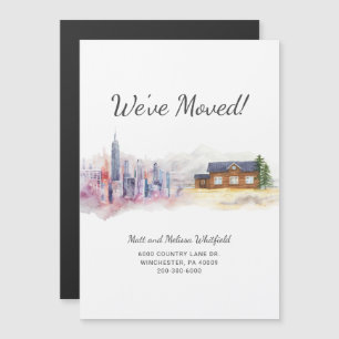 We zijn verhuisd Aquarel Nieuw Adres Verhuisberich Magnetische Uitnodiging
