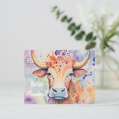 We zijn verhuisd! Artsy Koe Briefkaart (Staand voorkant)