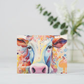 We zijn verhuisd! Artsy Koe Briefkaart (Staand voorkant)