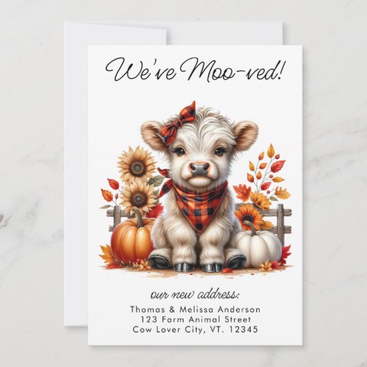 We zijn verhuisd Autumn Highland Cow Nieuw Adres V Aankondiging (Voorkant)