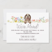 We zijn verhuisd. Beagle Puppy Floral Moving Aankondiging (Voorkant)
