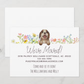 We zijn verhuisd. Beagle Puppy Floral Moving Aankondiging (Voorkant / Achterkant)