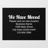 We Zijn Verhuisd Bezoek Nu Ons Nieuwe Adres Zwart Raamsticker (Vel)