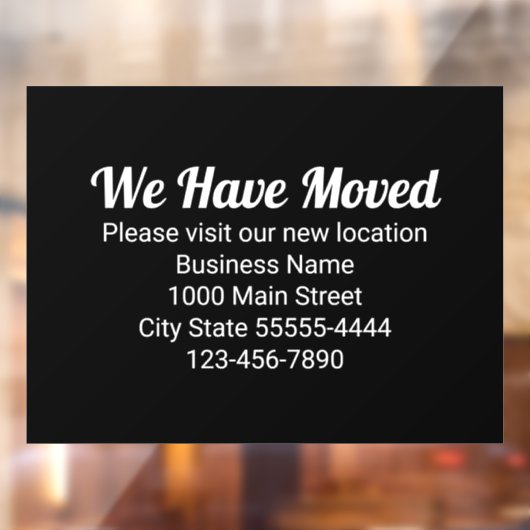 We Zijn Verhuisd Bezoek Nu Ons Nieuwe Adres Zwart Raamsticker (Vel 2)