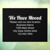 We Zijn Verhuisd Bezoek Nu Ons Nieuwe Adres Zwart Raamsticker (Vel 3)