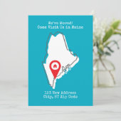 We zijn verhuisd! Bezoek ons in Maine Aankondiging (Staand voorkant)