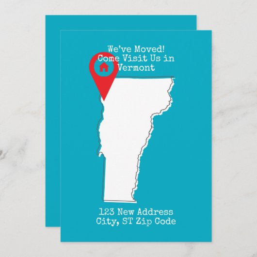 We zijn verhuisd! Bezoek ons in Vermont Aankondiging (Voorkant / Achterkant)