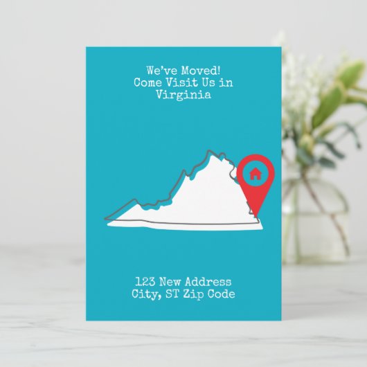 We zijn verhuisd! Bezoek ons in Virginia Aankondiging (Staand voorkant)