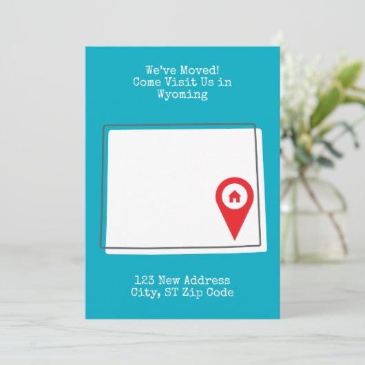 We zijn verhuisd! Bezoek ons in Wyoming Aankondiging (Staand voorkant)