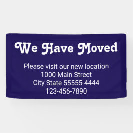 We zijn verhuisd, bezoek onze nieuwe locatie blauw spandoek