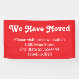 We zijn verhuisd, bezoek onze nieuwe locatie rood spandoek