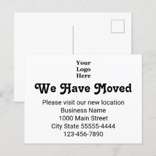 We zijn verhuisd, bezoek onze nieuwe locatie wit briefkaart