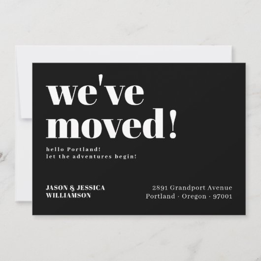 We zijn verhuisd. Black Minimal Bold Typography Mo Aankondiging (Voorkant)