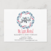 We zijn verhuisd, blauw Wreath, wees blij Aankondigingskaart (Voorkant)