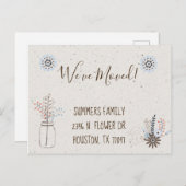 We zijn verhuisd Bloemige aankondiging nieuw adres (Voorkant / Achterkant)