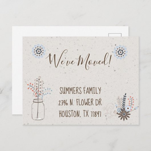 We zijn verhuisd Bloemige aankondiging nieuw adres (Voorkant / Achterkant)