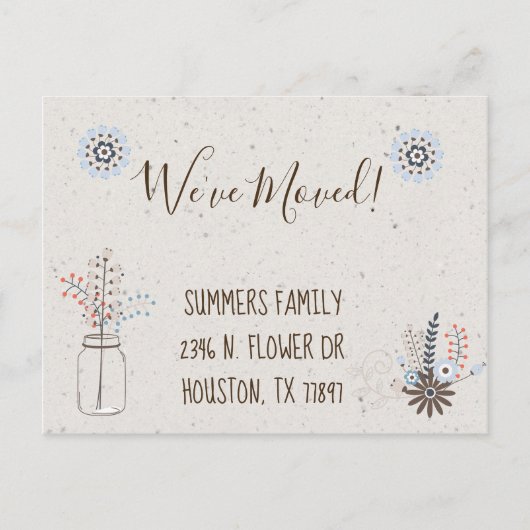 We zijn verhuisd Bloemige aankondiging nieuw adres (Voorkant)