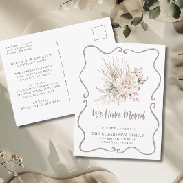 We Zijn Verhuisd Boho Blush Rozen Nieuw Adres Briefkaart