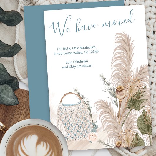 We Zijn Verhuisd Boho Chic Macrame Pampas Gras Ver Aankondiging