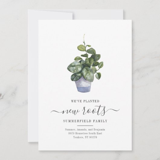 We zijn verhuisd Boho Script Nieuwe Roots Botanisc (Voorkant)