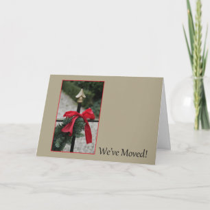 we zijn verhuisd - Bow on fence new address Feestdagen Kaart