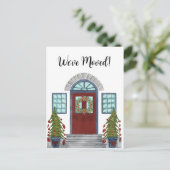 We zijn verhuisd. Briefkaart voor kerstvakantie (Staand voorkant)
