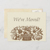 We zijn verhuisd! Bruine bloemen Aankondigingskaart (Voorkant / Achterkant)