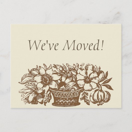 We zijn verhuisd! Bruine bloemen Aankondigingskaart (Voorkant)