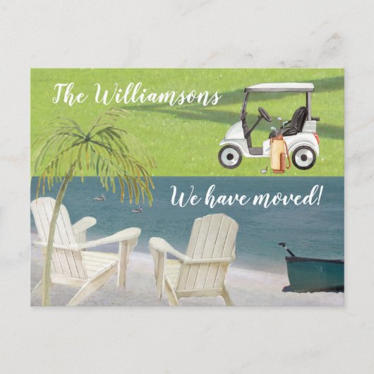 We zijn verhuisd Budget Ocean Beach Golf Move Aankondigingskaart (Voorkant)