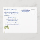 We zijn verhuisd Budget verhuiskaart met strandpal Aankondigingskaart (Achterkant)