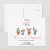 We zijn verhuisd, cactus, thuis lief thuis aankondigingskaart (Voorkant / Achterkant)