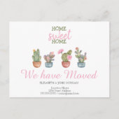 We zijn verhuisd, cactus, thuis lief thuis aankondigingskaart (Voorkant)
