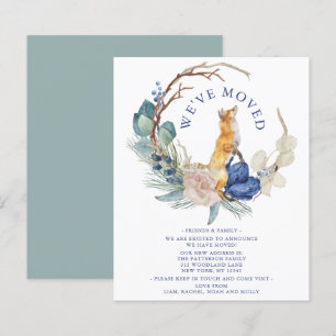We zijn verhuisd Cute Woodland Fox Watercolor Bloe