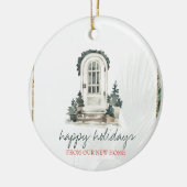 We zijn verhuisd, dennenboom voordeur keramisch ornament (Links)