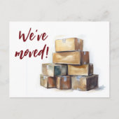 We zijn verhuisd, dozen inpakken briefkaart (Voorkant)