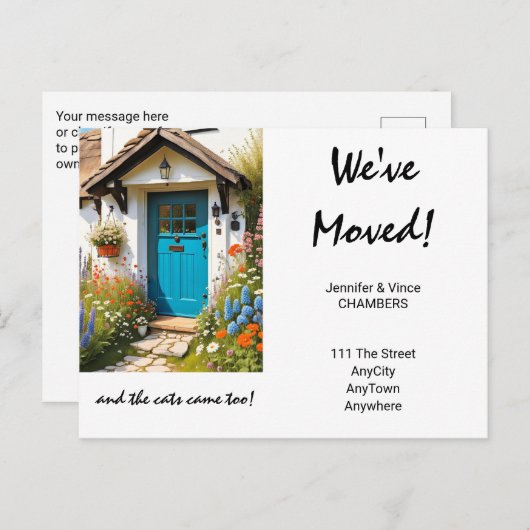 We zijn verhuisd en de katten kwamen ook. Gewijzig Aankondigingskaart (Voorkant / Achterkant)