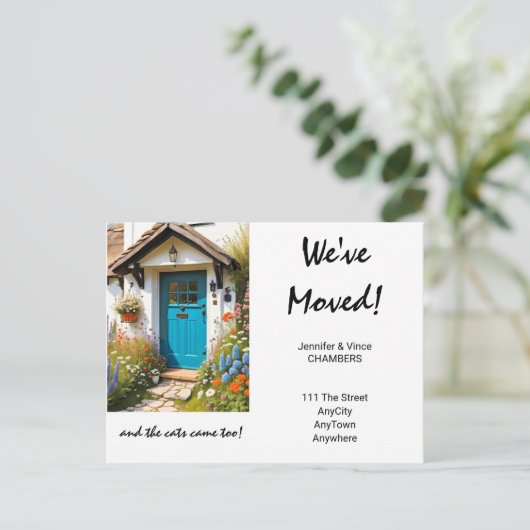 We zijn verhuisd en de katten kwamen ook. Gewijzig Aankondigingskaart (Staand voorkant)
