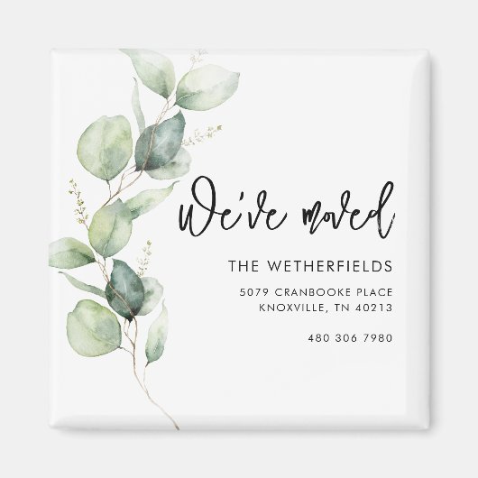 We zijn verhuisd Eucalyptus Verhuis Retouradres Magneet (Voorkant)