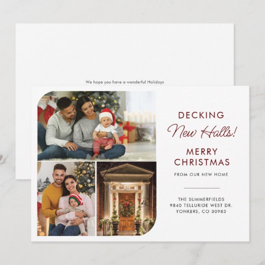 We zijn verhuisd Familie Kerst Foto's Verhuizen Aankondiging (Voorkant / Achterkant)