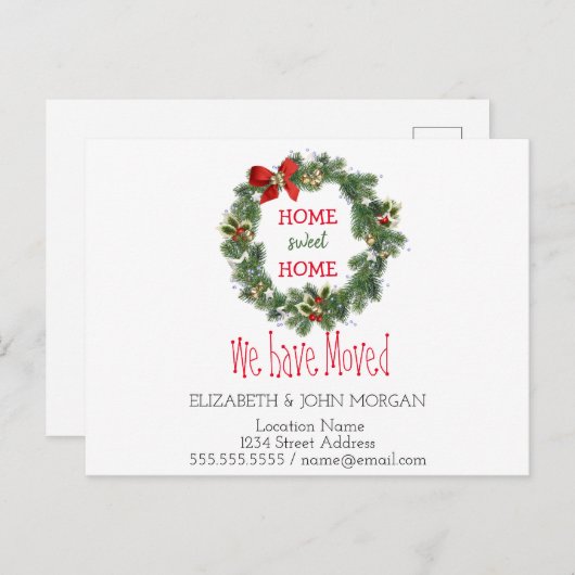 We zijn verhuisd, feestdag, homepage aankondigingskaart (Voorkant / Achterkant)