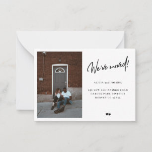 We zijn verhuisd foto moderne eenvoudige verhuis a notitiekaartje