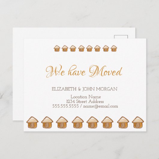 We zijn verhuisd, Gingerbrood House Aankondigingskaart (Voorkant / Achterkant)