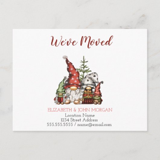 We zijn verhuisd, Gnomes Familie Aankondigingskaart (Voorkant)
