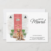 We zijn verhuisd Golden Retriever Rode Deur Hond V Aankondiging (Voorkant)