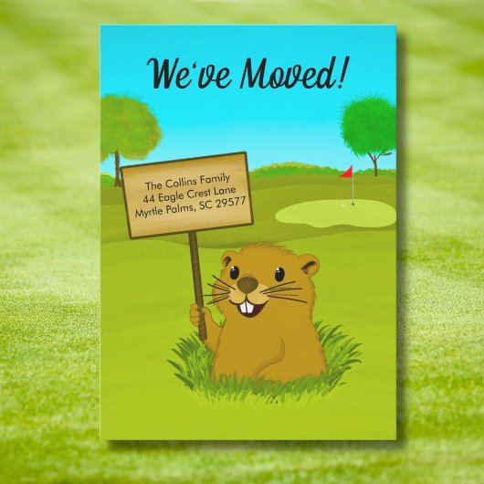 We zijn verhuisd Gopher op golfbaan aankondiging