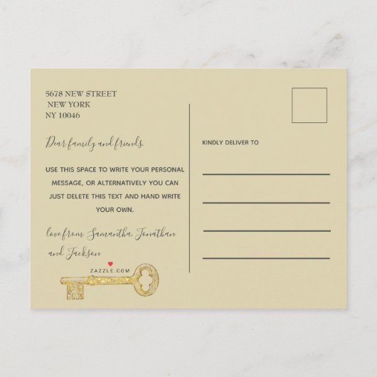 We Zijn Verhuisd Gouden Sleutel Foto Verhuisberich Aankondigingskaart (Achterkant)