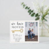 We Zijn Verhuisd Gouden Sleutel Foto Verhuisberich Aankondigingskaart (Staand voorkant)